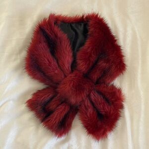 Red and black faux fur neck wrap